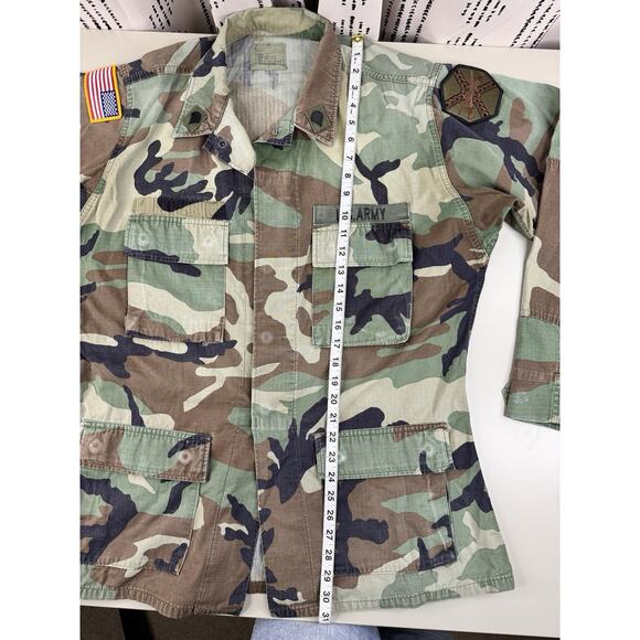 Vintage U.S. Army Woodland Camo BDU Jacket Med Long Ripstop Field Coat W/Patches - Picture 6 of 10